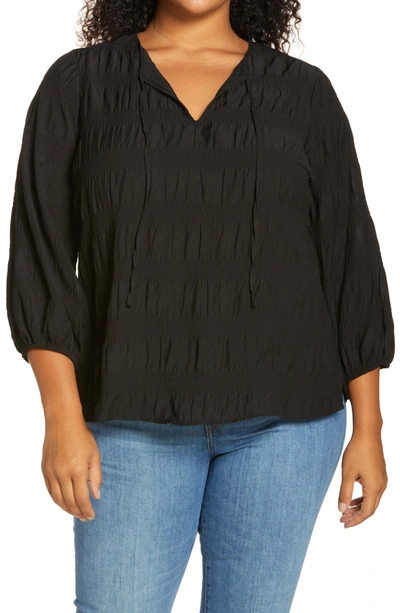 Shop Vince Camuto Smocked Blouse In Rich Black