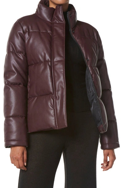 Shop Marc New York Faux Leather Puffer Jacket In Wine