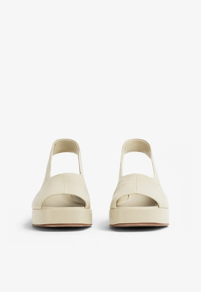 Shop Bottega Veneta The Stack 60 Slingback Platform Sandals In Nappa Leather In White