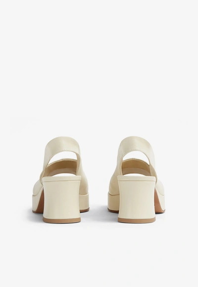 Shop Bottega Veneta The Stack 60 Slingback Platform Sandals In Nappa Leather In White