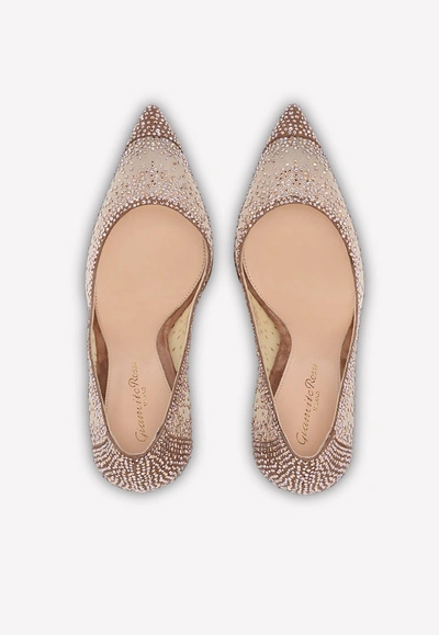 Shop Gianvito Rossi Rania 105 Suede Pumps With Crystal Embellishments In Nude
