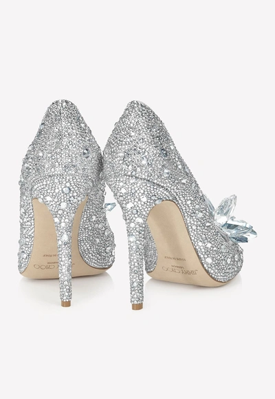 Shop Jimmy Choo Avril 100 Crystal-embellished Pumps With Crystal Brooch In Silver