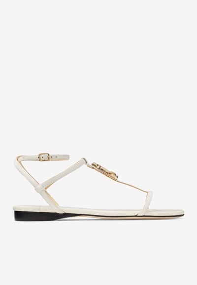 Shop Jimmy Choo Alodie Flat Sandals In Nappa And Patent Leather In White