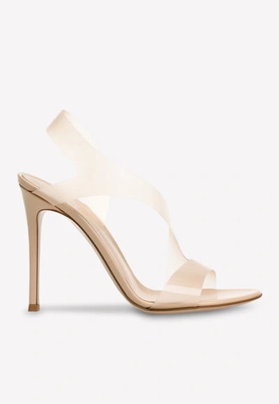 Shop Gianvito Rossi Metropolis 105 Sandals In Patent Leather And Pu In Nude