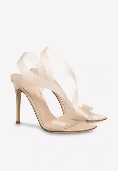 Shop Gianvito Rossi Metropolis 105 Sandals In Patent Leather And Pu In Nude