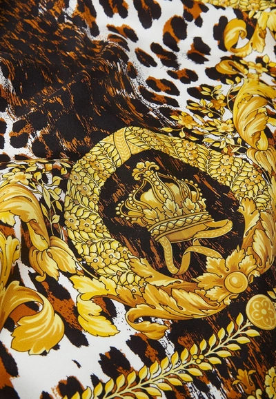 Shop Versace Silk Foulard With Wild Barocco Print In Gold