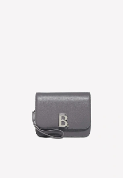 Shop Balenciaga Small B. Shoulder Bag In Grained Calfskin In Grey