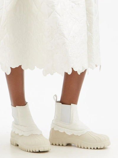 Cecilie Bahnsen Julian Scalloped Quilted Silk And Rubber Chelsea Boots In  White | ModeSens