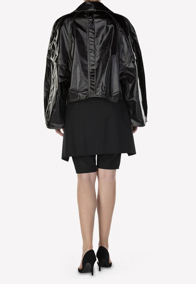 Shop Victoria / Tomas Cotton Double-breasted Cropped Boxy Jacket In Black