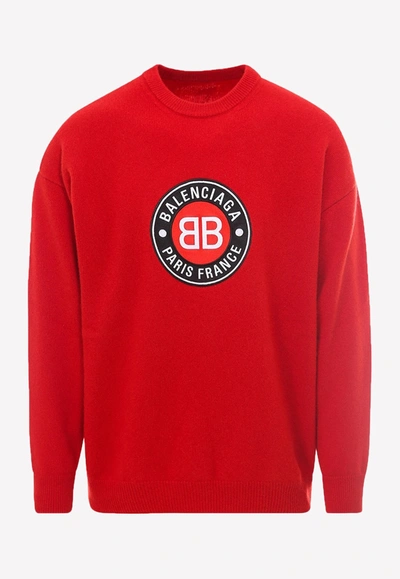 Shop Balenciaga Wool & Cashmere Sweatshirt With Logo In Red