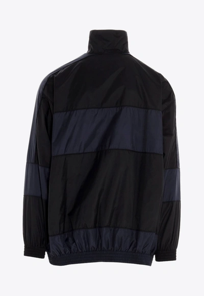 Shop Balenciaga Two-toned Zip-up Jacket In Oversized Fit In Black