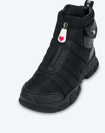 Shop Love Moschino Nylon Trekking Sock Boot In Black