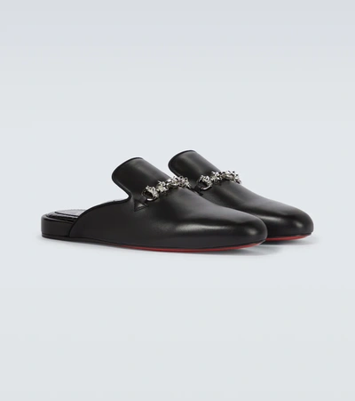 Coolito Swing Leather Slippers In Black
