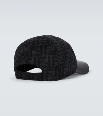 Shop Fendi Ff Wool Baseball Cap In Black