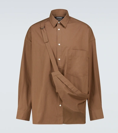 Shop Jacquemus La Chemise Banane Long-sleeved Shirt In Brown