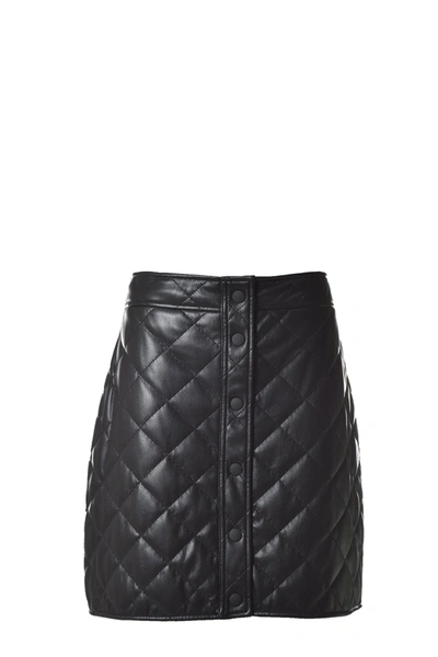 Shop Msgm Faux Leather Quilted Buttoned Skirt In Black