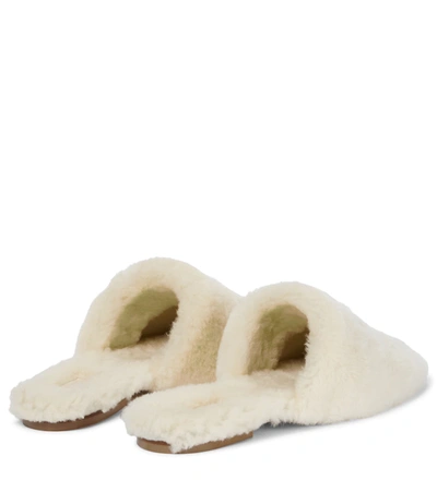 Shop Aeyde Kelly Shearling Slippers In White