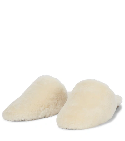 Shop Aeyde Kelly Shearling Slippers In White