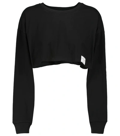 Shop Adam Selman Sport Cropped Cotton Sweatshirt In Black