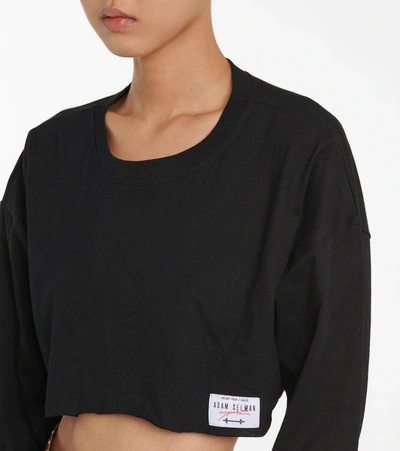 Shop Adam Selman Sport Cropped Cotton Sweatshirt In Black
