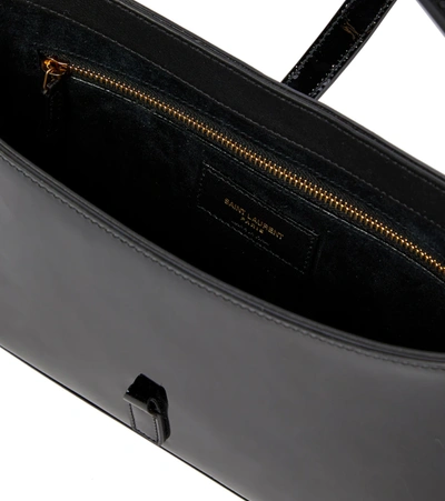 Shop Saint Laurent Le 5 À 7 Patent Leather Shoulder Bag In Black