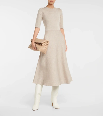 Shop Gabriela Hearst Seymore Wool, Silk, And Cashmere Midi Dress In Beige