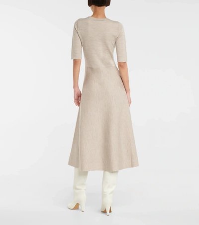 Shop Gabriela Hearst Seymore Wool, Silk, And Cashmere Midi Dress In Beige