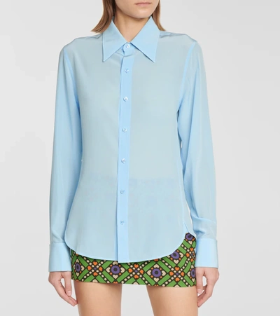 Shop Saint Laurent Silk Crêpe Shirt In Blue