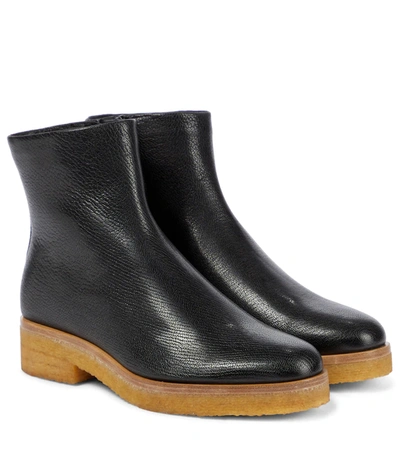 Shop The Row Boris Leather Ankle Boots In Black