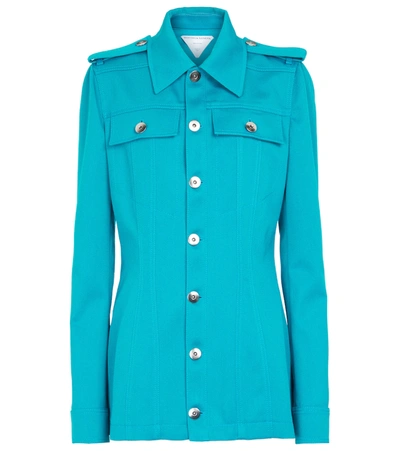 Shop Bottega Veneta Wool Gabardine Jacket In Blue