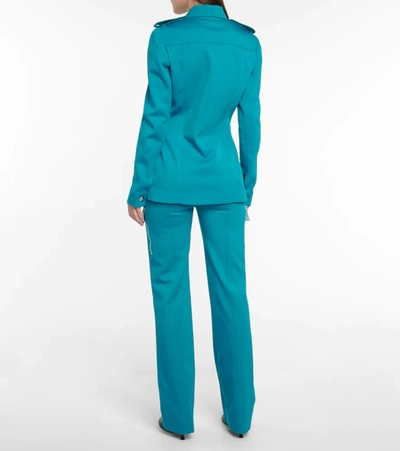 Shop Bottega Veneta Wool Gabardine Jacket In Blue