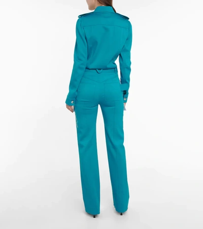 Shop Bottega Veneta High-rise Wool Cargo Pants In Blue