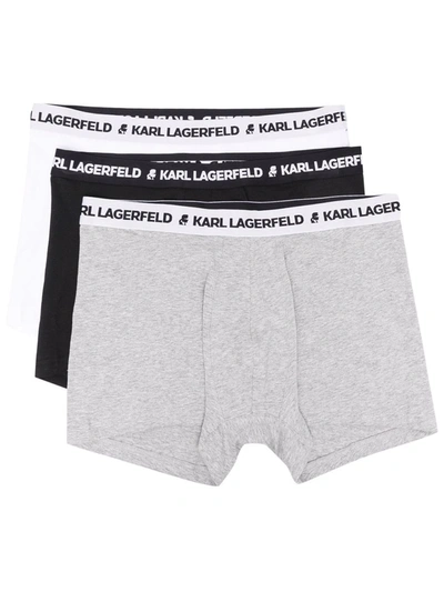 Shop Karl Lagerfeld Logo-waistband Boxers (pack Of Three) In 灰色