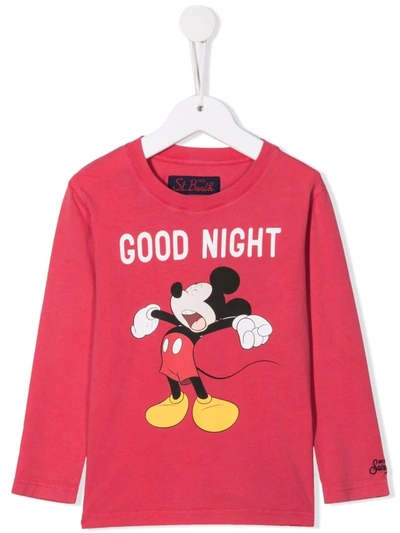 Mc2 Saint Barth Teen Cartoon-print Long-sleeve Top In 红色