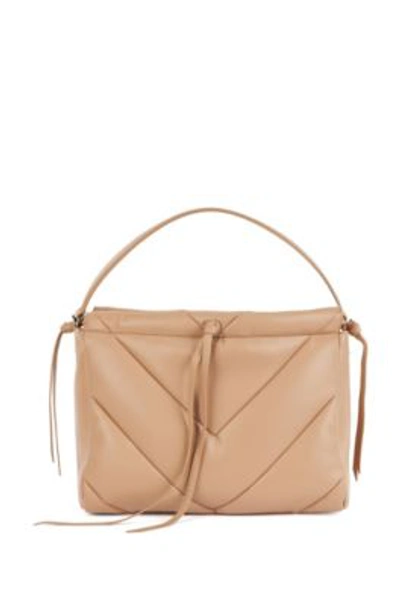 Shop Hugo Boss Faux Leather Tote Bag With Chevron Quilting In Light Brown
