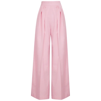 Shop Brøgger Gretta Pink Wide-leg Wool-blend Trousers