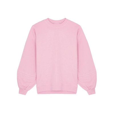 Shop Ganni Software Isoli Pink Cotton Sweatshirt In Light Pink