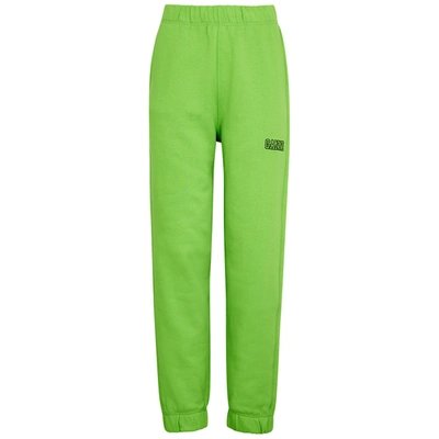 Shop Ganni Software Isoli Green Cotton Sweatpants In Bright Green