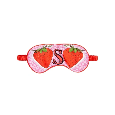 Shop Jessica Russell Flint S Is For Strawberries Silk Eye Mask In Red