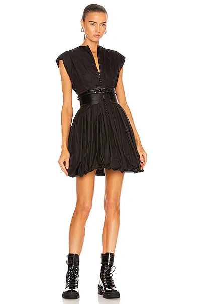 Shop Alaïa Sleeveless Short Poplin Balloon Dress In Noir