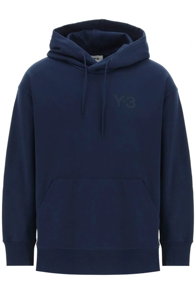 Shop Y-3 Logo Hoodie In Blue