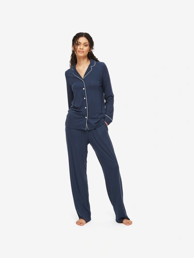 Shop Derek Rose Women's Pyjamas Lara Micro Modal Stretch Navy