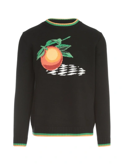 Shop Casablanca Orange Intarsia Knitted Jumper In Black