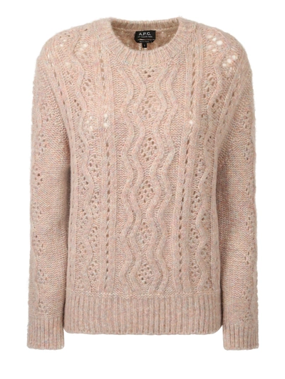 Shop Apc A.p.c. Crewneck Knitted Jumper In Pink