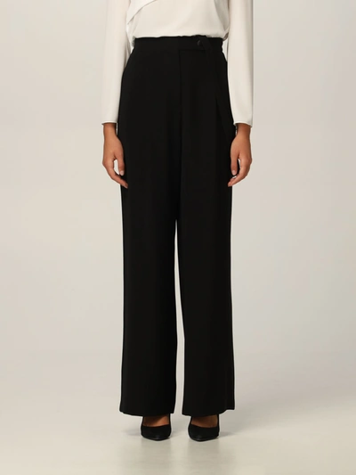 Shop Emporio Armani Trousers In Crepe With Shoulder Strap In Black