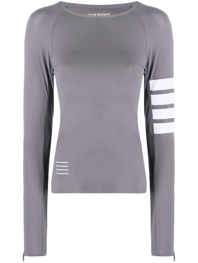 Shop Thom Browne 4-bar Compression Long-sleeve Top In Grey