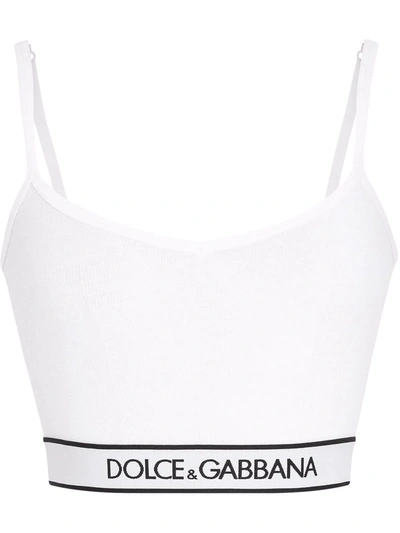 Shop Dolce & Gabbana Logo Band Bra In White