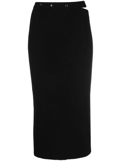 Shop Off-white Rib-knit Skirt In Black