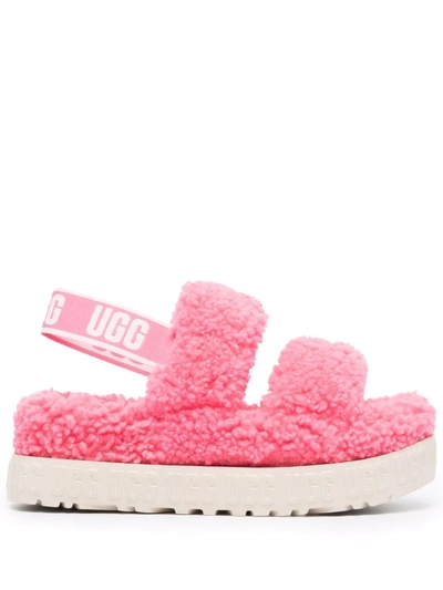 Shop Ugg Oh Fluffita Shearling Sandals In Pink