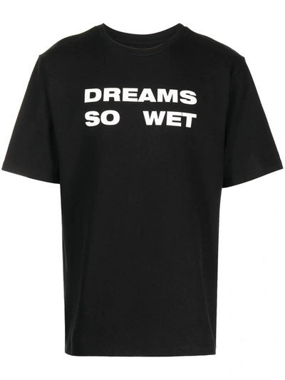Shop Liberal Youth Ministry Dreams So Wet Slogan-print T-shirt In Black